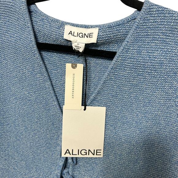 ALIGNE Anthropologie Isla Tie-Front Knitted Vest Waistcoat NWT Women's Sz M Blue - Picture 4 of 8